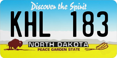 ND license plate KHL183