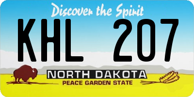 ND license plate KHL207
