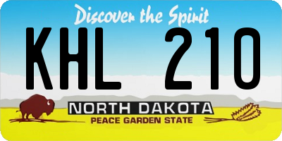 ND license plate KHL210