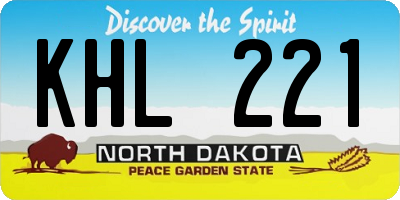 ND license plate KHL221