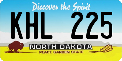 ND license plate KHL225
