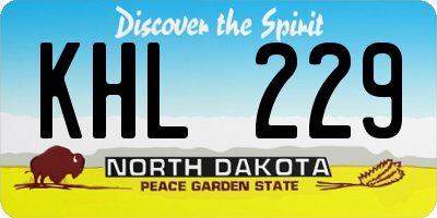 ND license plate KHL229