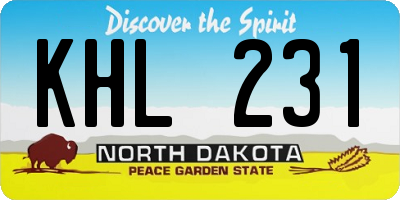 ND license plate KHL231