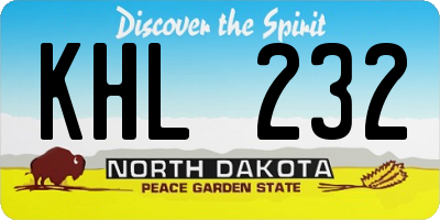 ND license plate KHL232