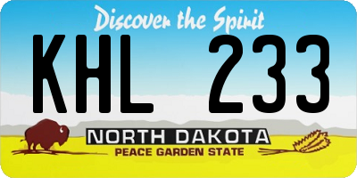 ND license plate KHL233