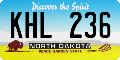 ND license plate KHL236