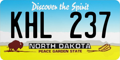 ND license plate KHL237