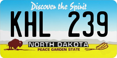 ND license plate KHL239