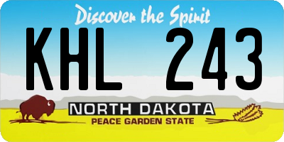 ND license plate KHL243