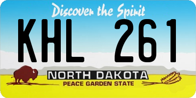 ND license plate KHL261