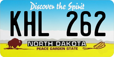 ND license plate KHL262