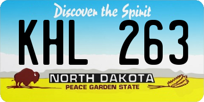 ND license plate KHL263