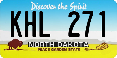 ND license plate KHL271