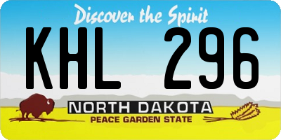 ND license plate KHL296
