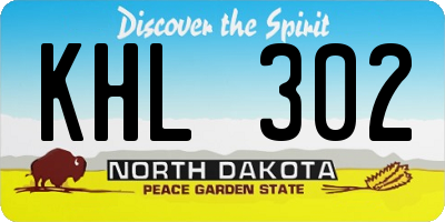 ND license plate KHL302
