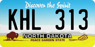 ND license plate KHL313