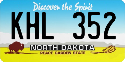ND license plate KHL352