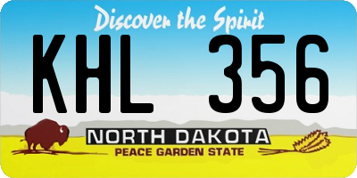 ND license plate KHL356