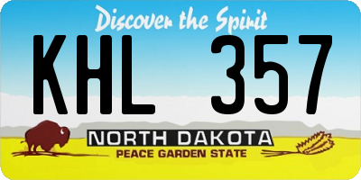 ND license plate KHL357