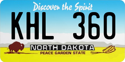 ND license plate KHL360