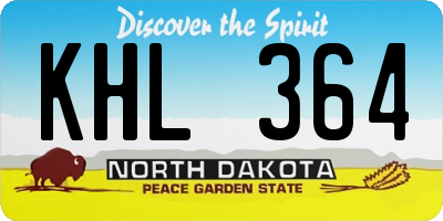 ND license plate KHL364