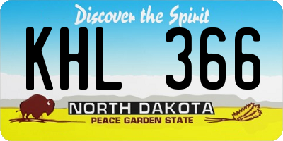 ND license plate KHL366