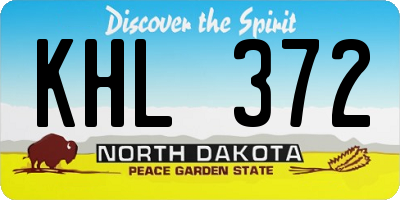 ND license plate KHL372