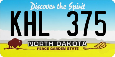 ND license plate KHL375