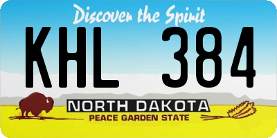 ND license plate KHL384