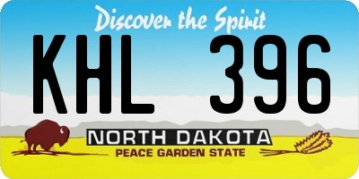 ND license plate KHL396