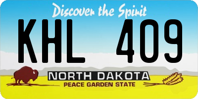 ND license plate KHL409