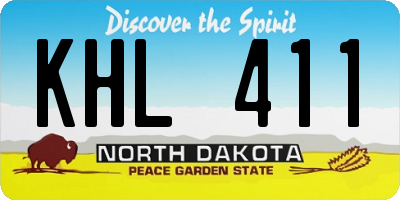 ND license plate KHL411