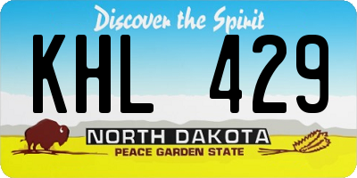 ND license plate KHL429