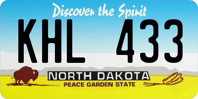 ND license plate KHL433