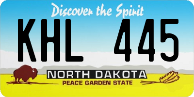 ND license plate KHL445