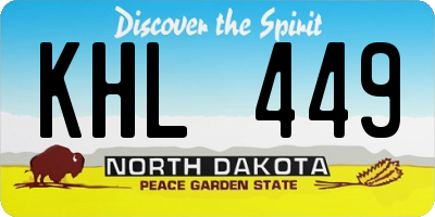 ND license plate KHL449