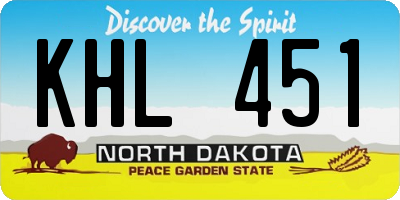 ND license plate KHL451