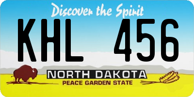 ND license plate KHL456