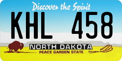 ND license plate KHL458