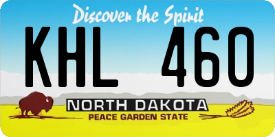 ND license plate KHL460