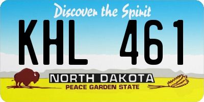 ND license plate KHL461