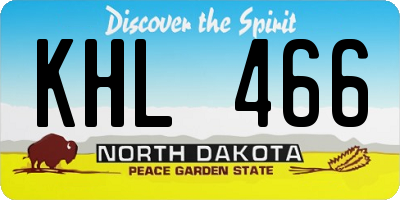 ND license plate KHL466