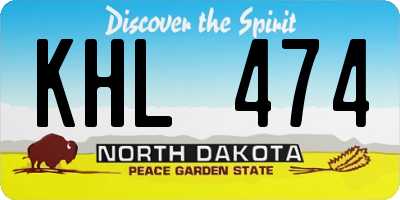 ND license plate KHL474