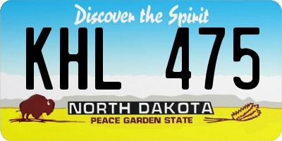 ND license plate KHL475