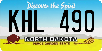 ND license plate KHL490
