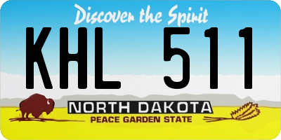 ND license plate KHL511