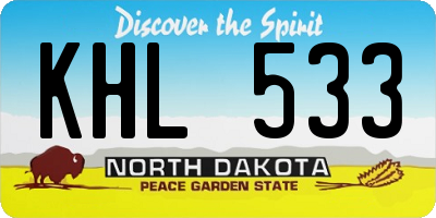 ND license plate KHL533