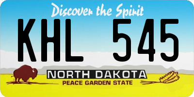 ND license plate KHL545