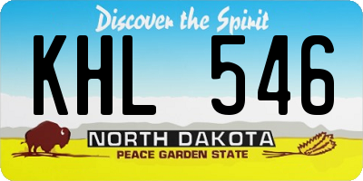 ND license plate KHL546