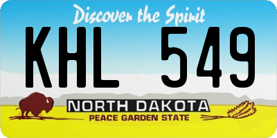 ND license plate KHL549